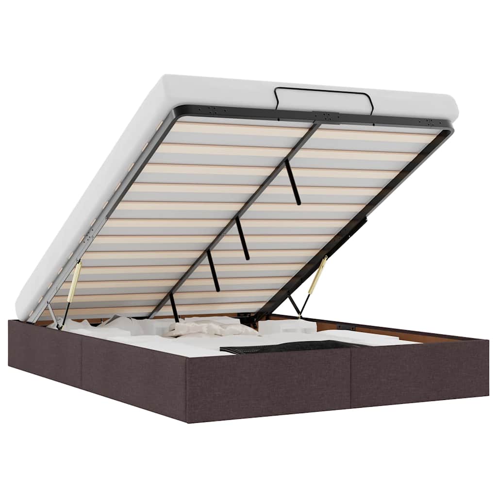 Ottoman-Bett ohne Matratze Dunkelbraun 140x190 cm Stoff
