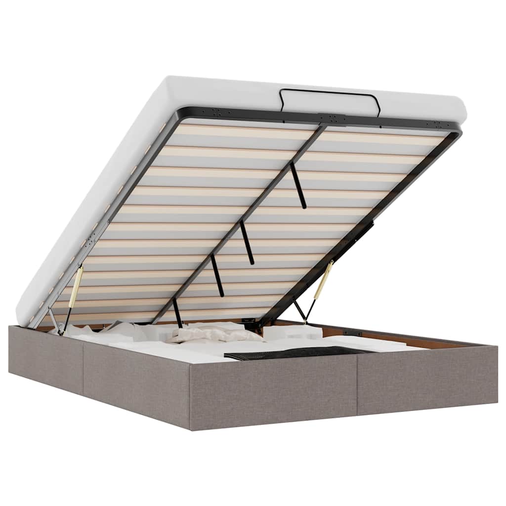 Ottoman-Bett ohne Matratze Taupe 140x190 cm Stoff