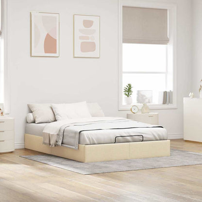 vidaXL Ottoman-Bett ohne Matratze Creme 140x190 cm Stoff