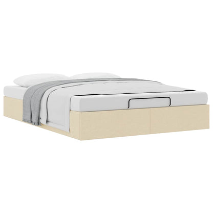 vidaXL Ottoman-Bett ohne Matratze Creme 140x190 cm Stoff