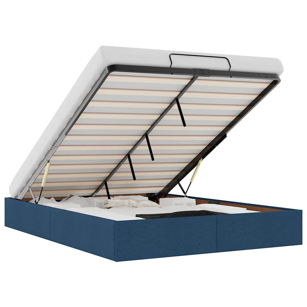 Ottoman-Bett ohne Matratze Blau 140x190 cm Stoff
