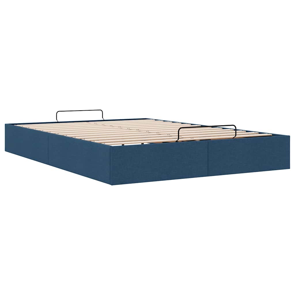 Ottoman-Bett ohne Matratze Blau 140x190 cm Stoff