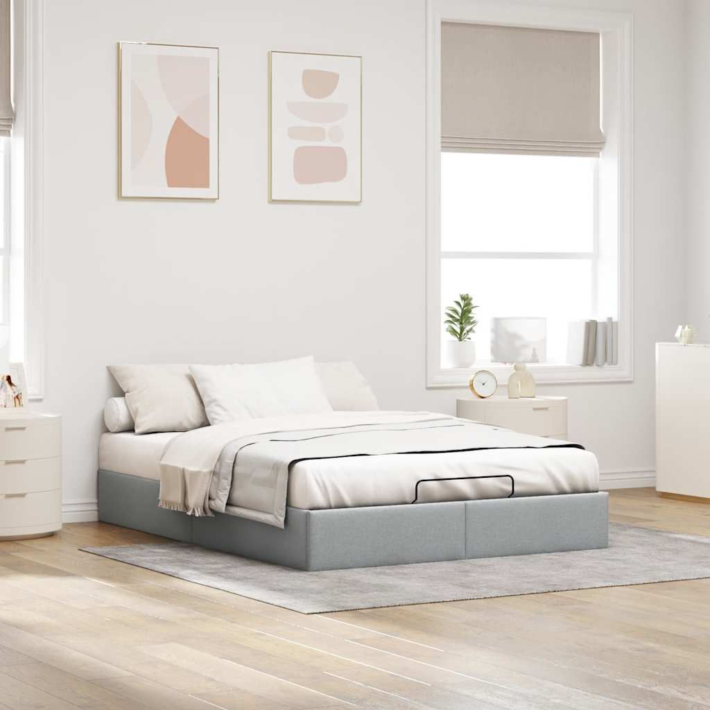 vidaXL Ottoman-Bett ohne Matratze Hellgrau 140x200 cm Stoff