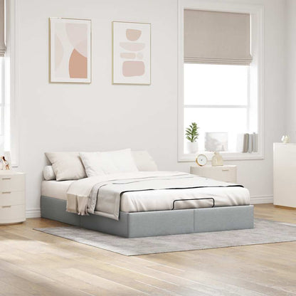 vidaXL Ottoman-Bett ohne Matratze Hellgrau 140x200 cm Stoff