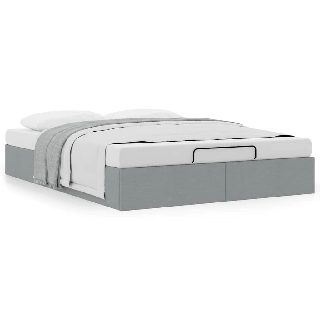 vidaXL Ottoman-Bett ohne Matratze Hellgrau 140x200 cm Stoff