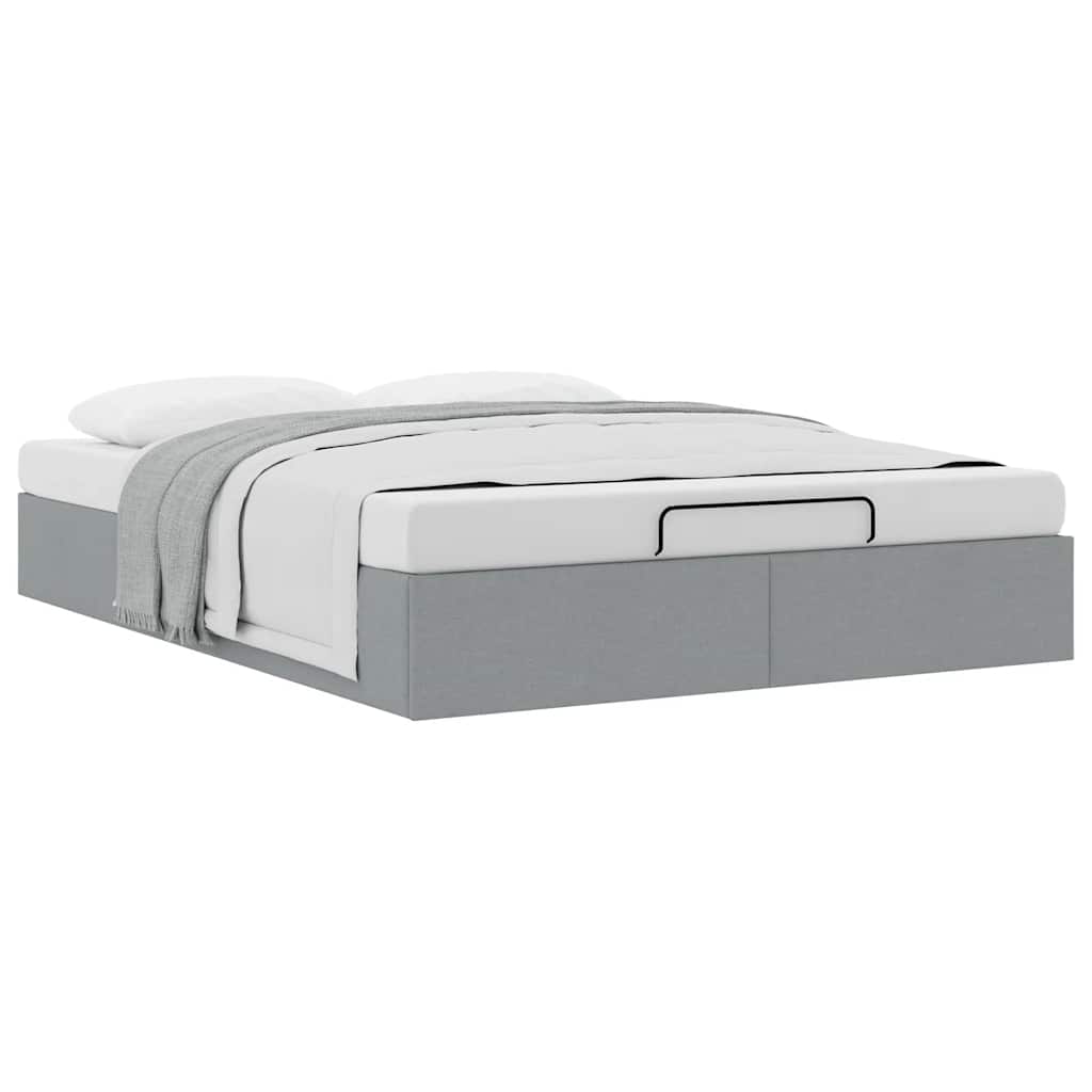 vidaXL Ottoman-Bett ohne Matratze Hellgrau 140x200 cm Stoff
