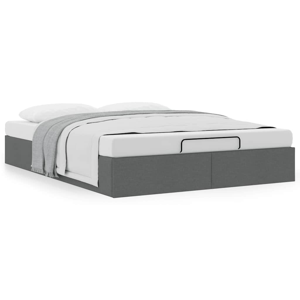 vidaXL Ottoman-Bett ohne Matratze Dunkelgrau 140x200 cm Stoff