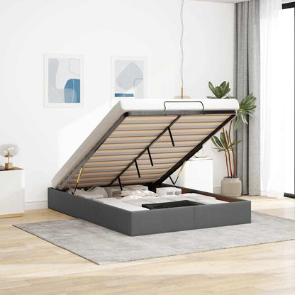 Ottoman-Bett ohne Matratze Dunkelgrau 140x200 cm Stoff