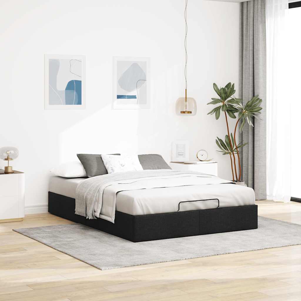 vidaXL Lit coffre sans matelas Noir 140x200 cm Tissu
