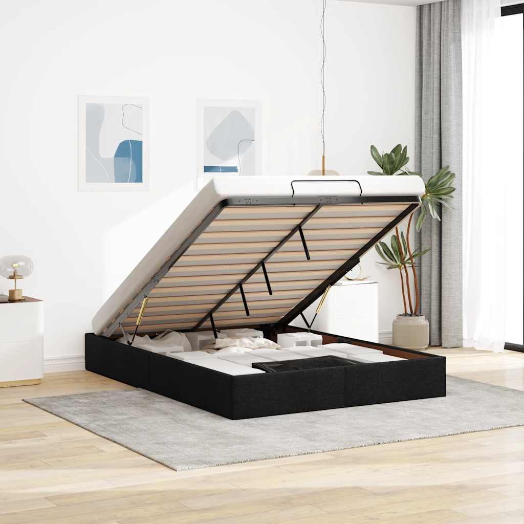 vidaXL Lit coffre sans matelas Noir 140x200 cm Tissu