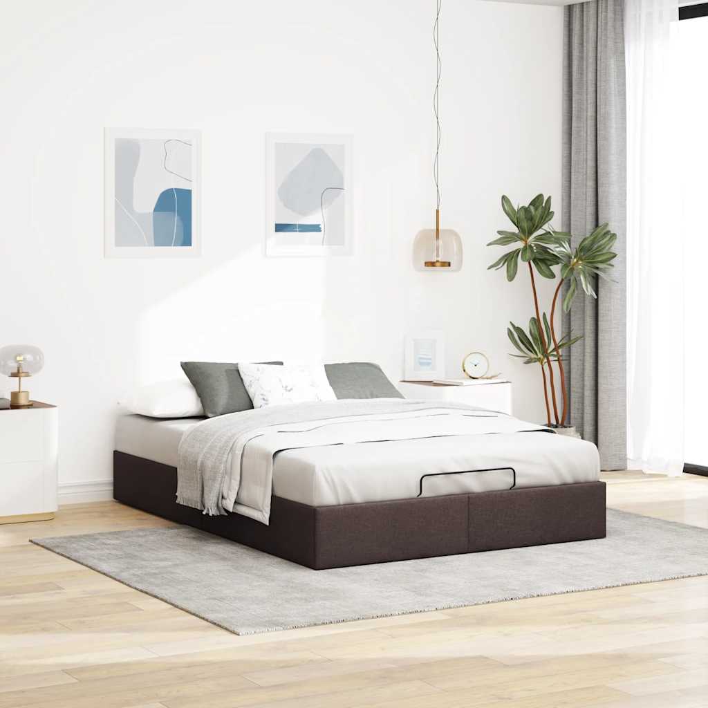 vidaXL Ottoman-Bett ohne Matratze Dunkelbraun 140x200 cm Stoff