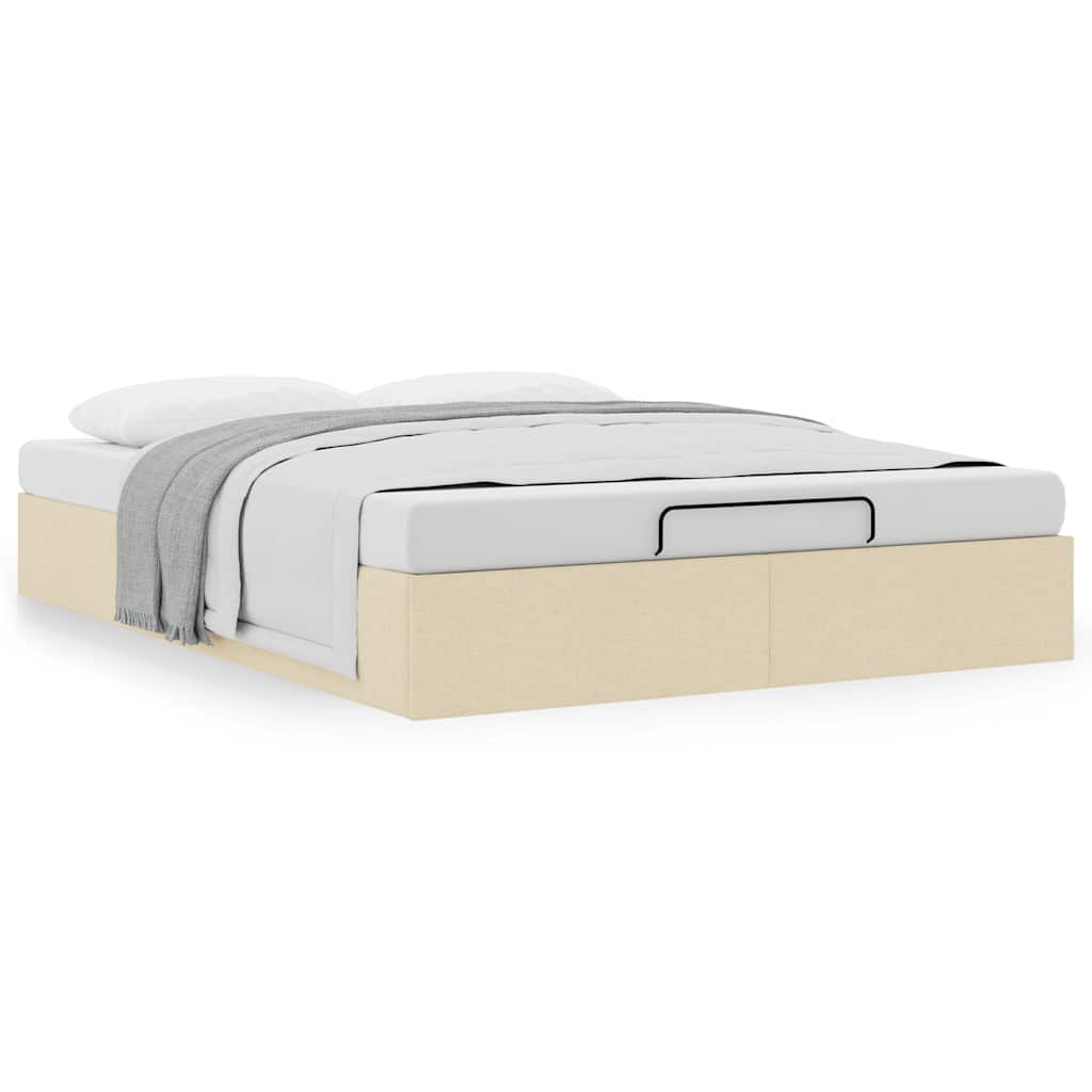 vidaXL Ottoman-Bett ohne Matratze Creme 140x200 cm Stoff