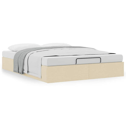 vidaXL Ottoman-Bett ohne Matratze Creme 140x200 cm Stoff