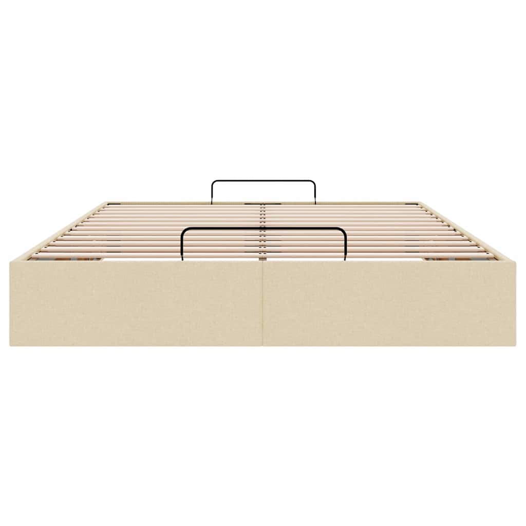 Ottoman-Bett ohne Matratze Creme 140x200 cm Stoff