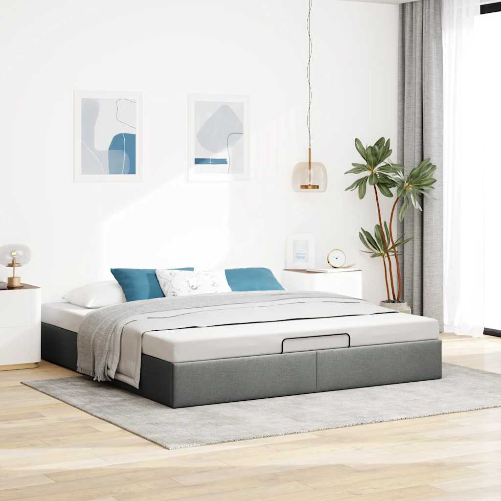 vidaXL Lit ottoman sans matelas Gris foncé 160x200 cm Tissu