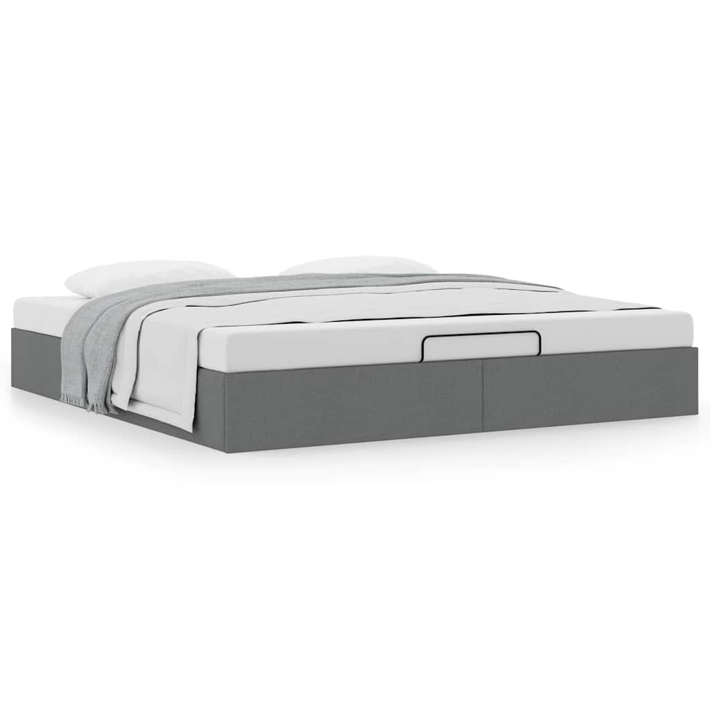 vidaXL Lit ottoman sans matelas Gris foncé 160x200 cm Tissu
