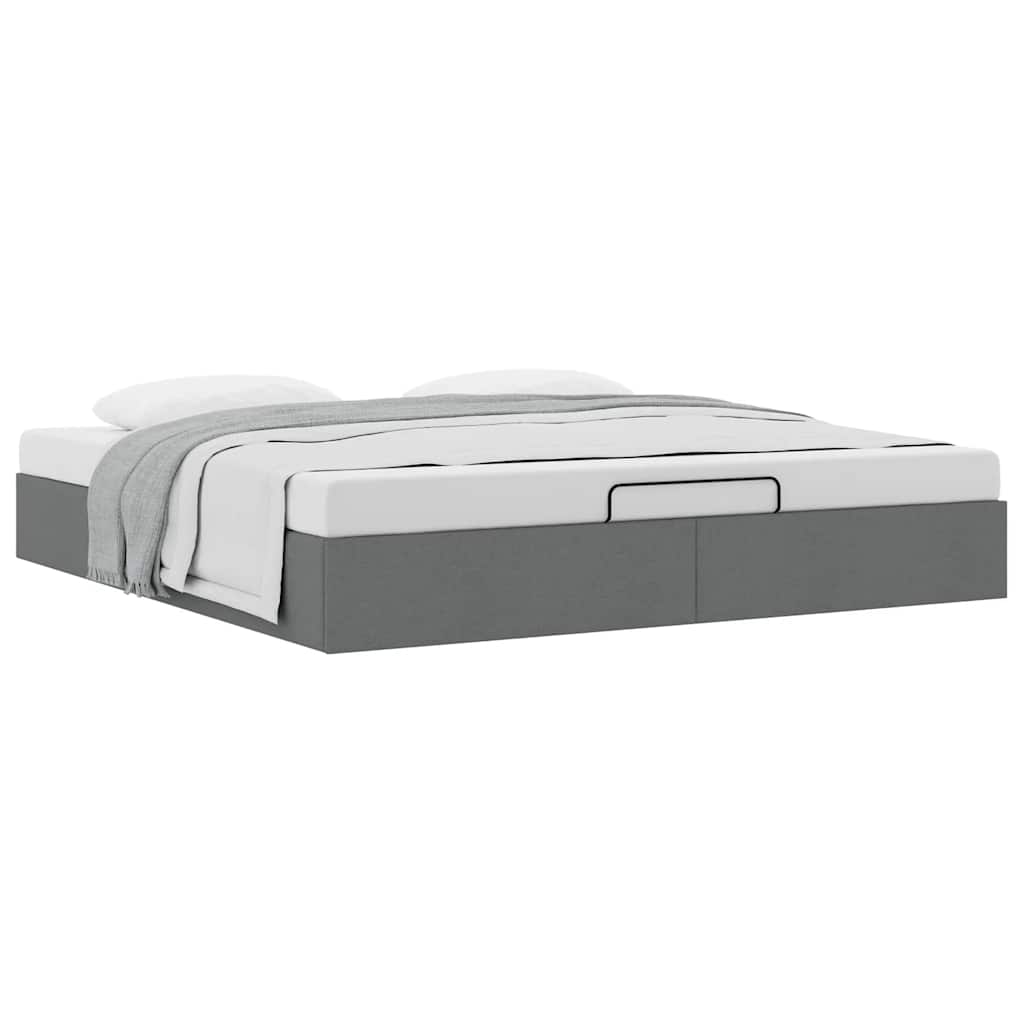 vidaXL Lit ottoman sans matelas Gris foncé 160x200 cm Tissu
