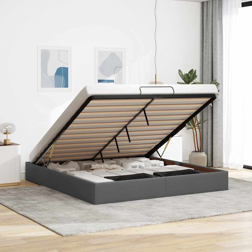 vidaXL Lit ottoman sans matelas Gris foncé 160x200 cm Tissu