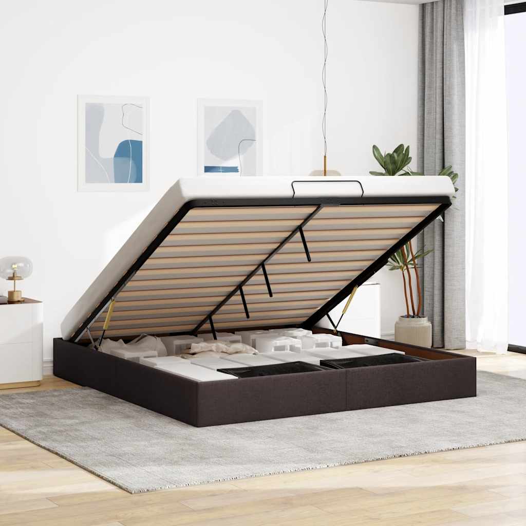 vidaXL Lit ottoman sans matelas marron foncé 160x200 cm tissu