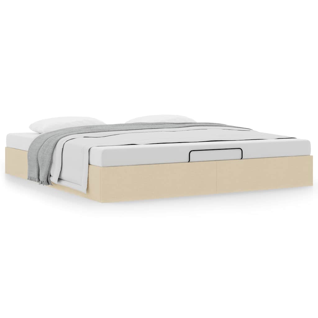 vidaXL Ottoman-Bett ohne Matratze Creme 160x200 cm Stoff