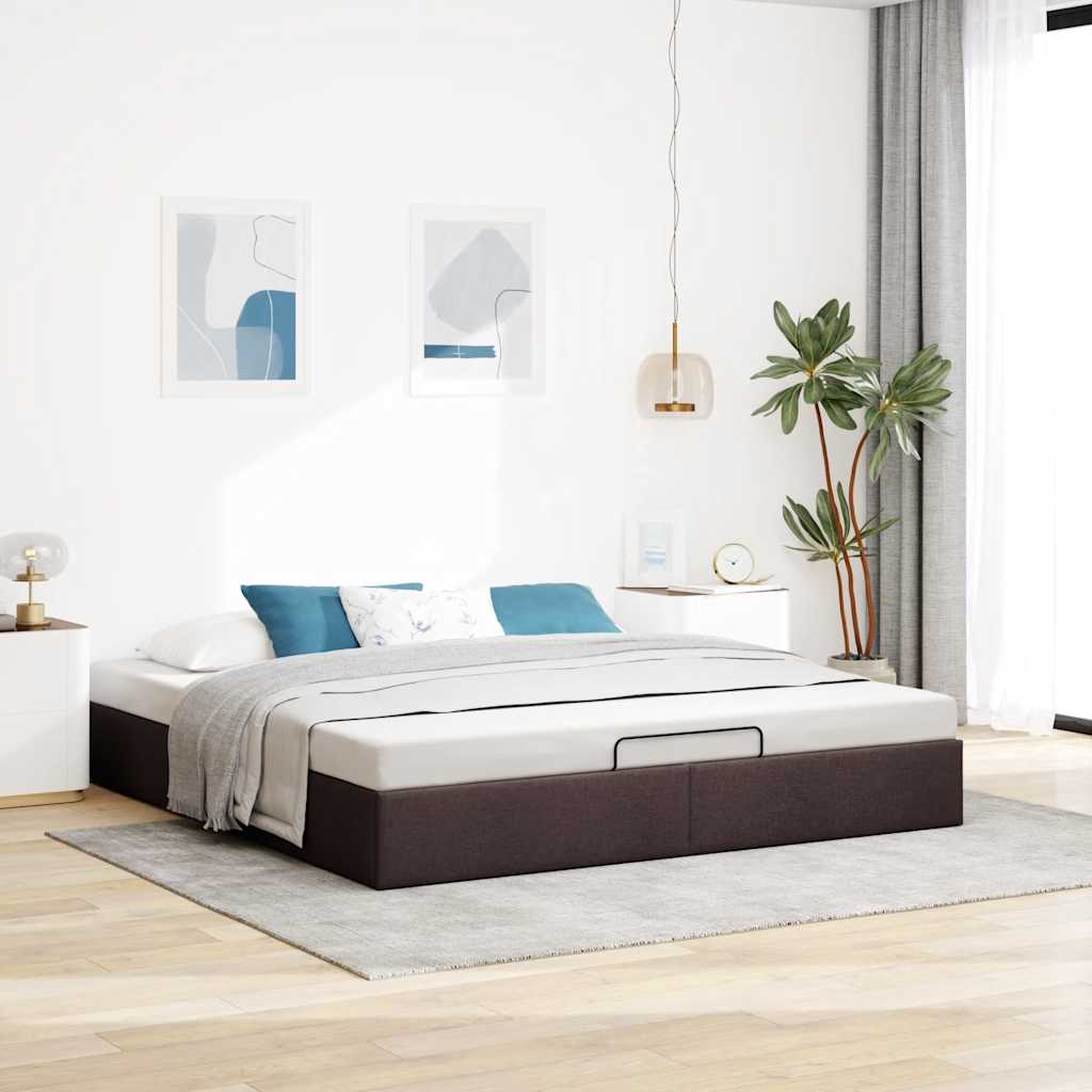 vidaXL Lit ottoman sans matelas marron foncé 180x200 cm tissu