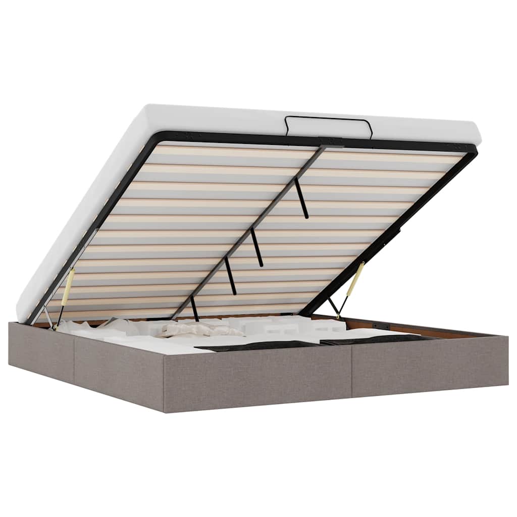 vidaXL Lit coffre sans matelas Taupe 180x200 cm Tissu