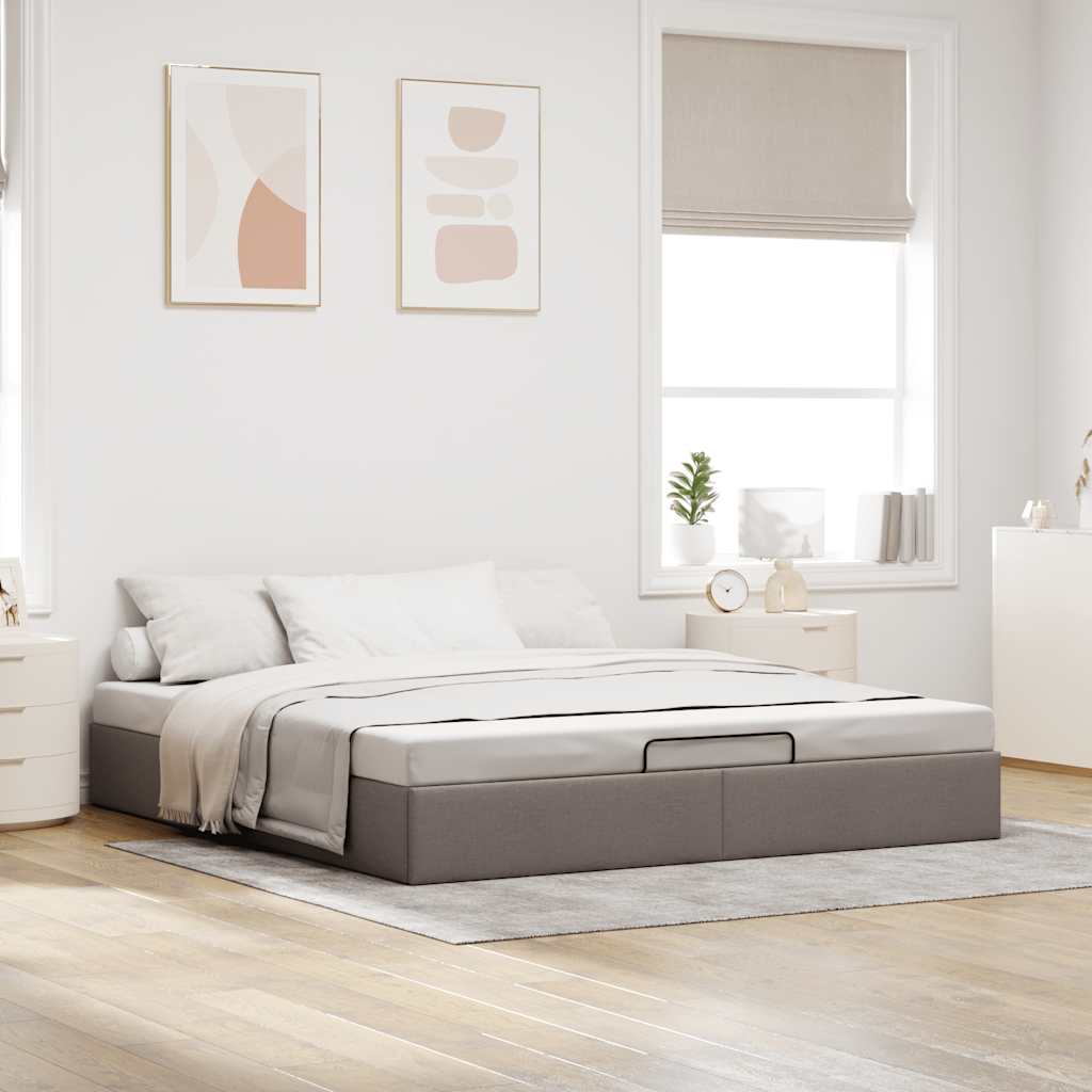 vidaXL Lit coffre sans matelas Taupe 180x200 cm Tissu