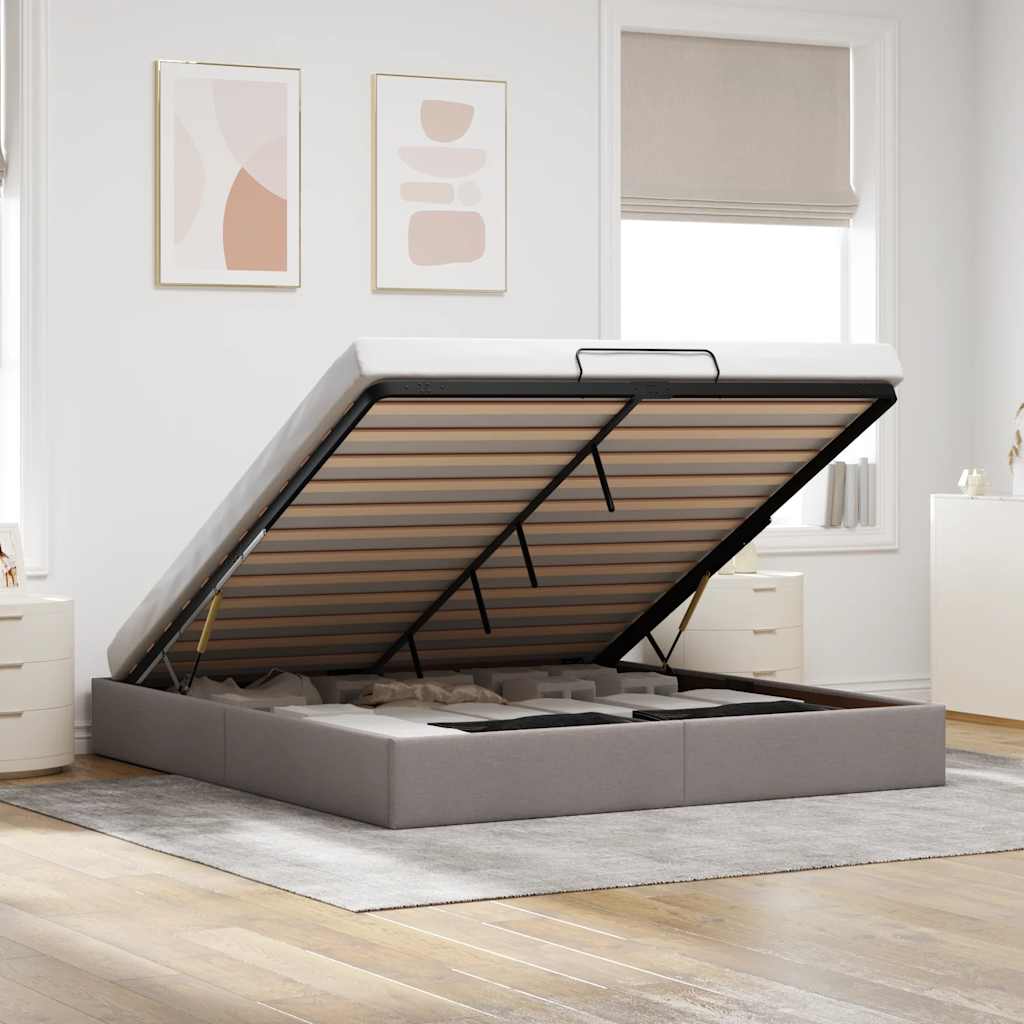 vidaXL Lit coffre sans matelas Taupe 180x200 cm Tissu