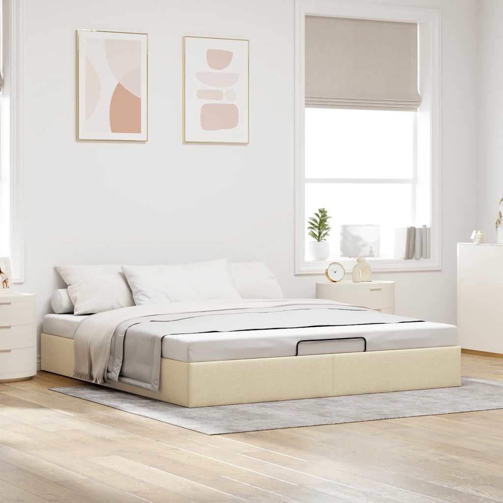 vidaXL Lit ottoman sans matelas crème 180x200 cm Tissu