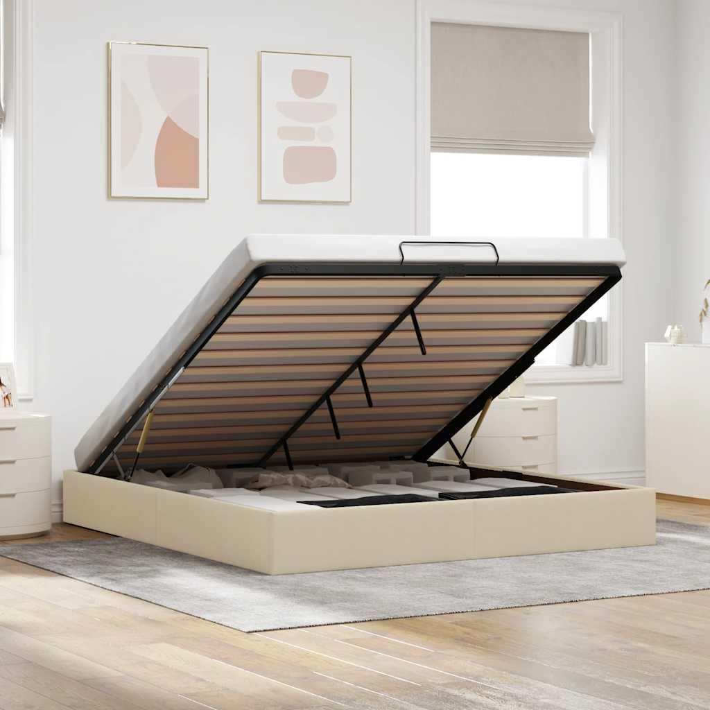 vidaXL Lit ottoman sans matelas crème 180x200 cm Tissu