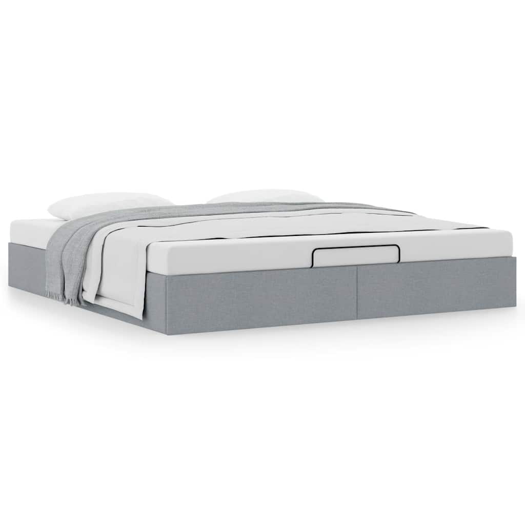 vidaXL Lit ottoman sans matelas Gris clair 200x200 cm Tissu
