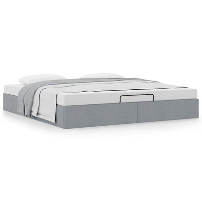 vidaXL Lit ottoman sans matelas Gris clair 200x200 cm Tissu