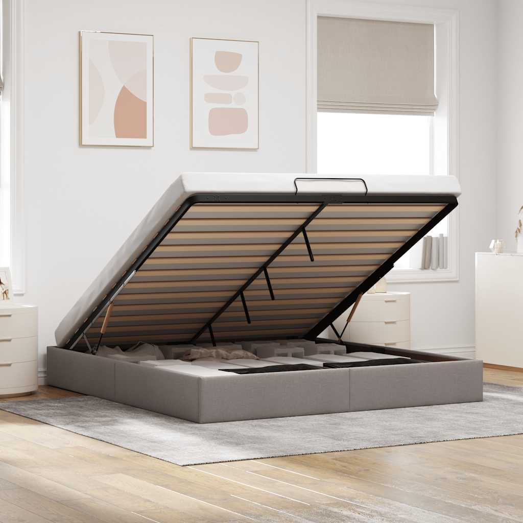 Ottoman-Bett ohne Matratze Taupe 200x200 cm Stoff