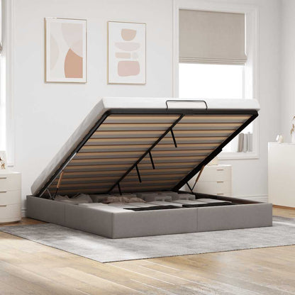 Ottoman-Bett ohne Matratze Taupe 200x200 cm Stoff