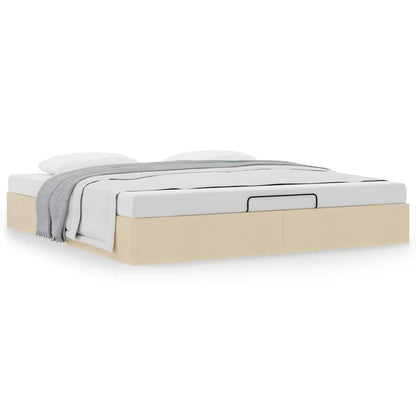 vidaXL Lit coffre sans matelas crème 200x200 cm tissu