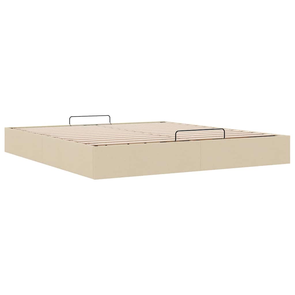 vidaXL Lit coffre sans matelas crème 200x200 cm tissu