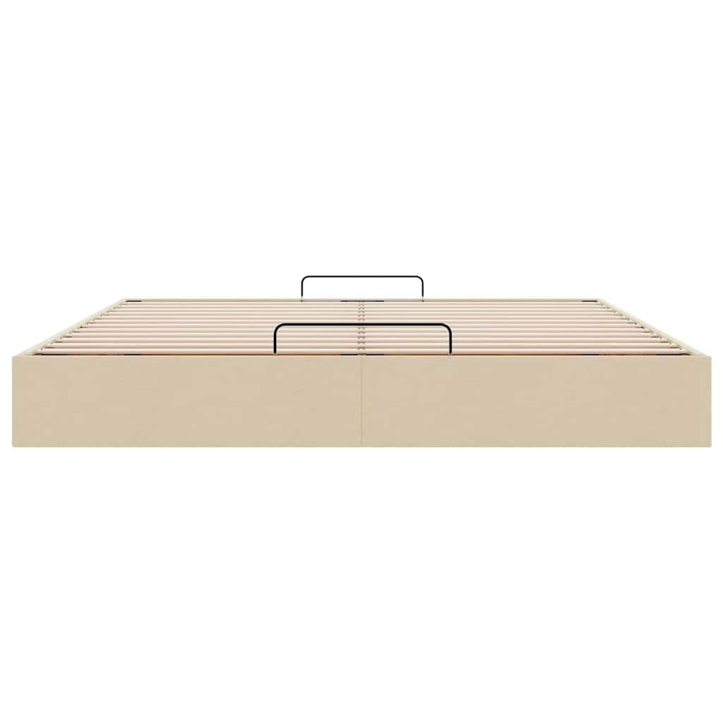 vidaXL Lit coffre sans matelas crème 200x200 cm tissu