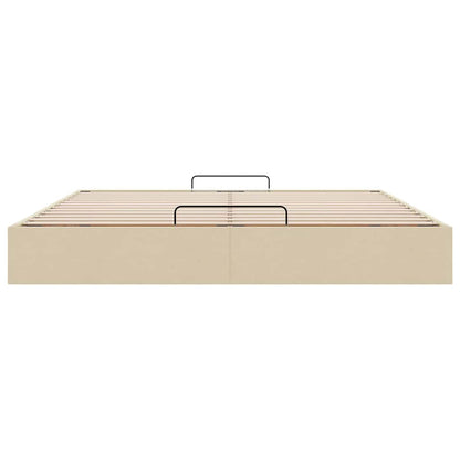 vidaXL Lit coffre sans matelas crème 200x200 cm tissu
