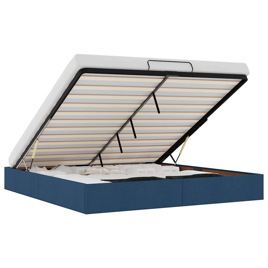 Ottoman-Bett ohne Matratze Blau 200x200 cm Stoff