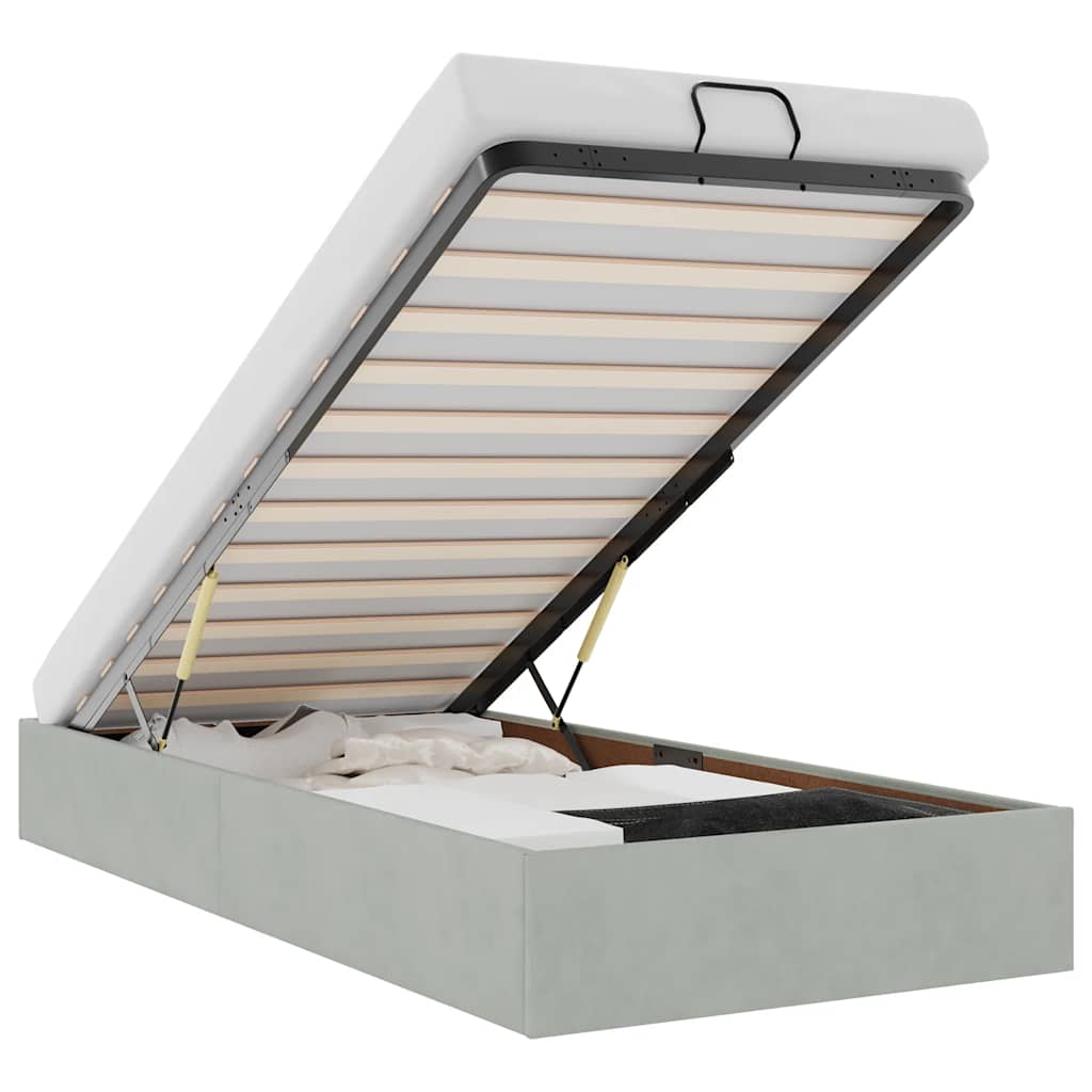 Ottoman-Bett ohne Matratze Hellgrau 80x200 cm Samt