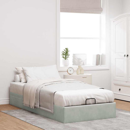 Ottoman-Bett ohne Matratze Hellgrau 80x200 cm Samt