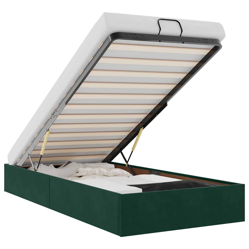Ottoman-Bett ohne Matratze Dunkelgrün 80x200 cm Samt
