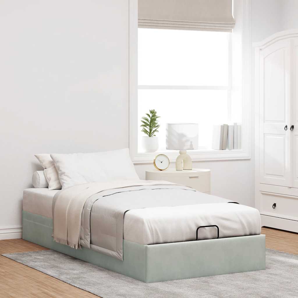vidaXL Ottoman-Bett ohne Matratze Hellgrau 90x190 cm Samt