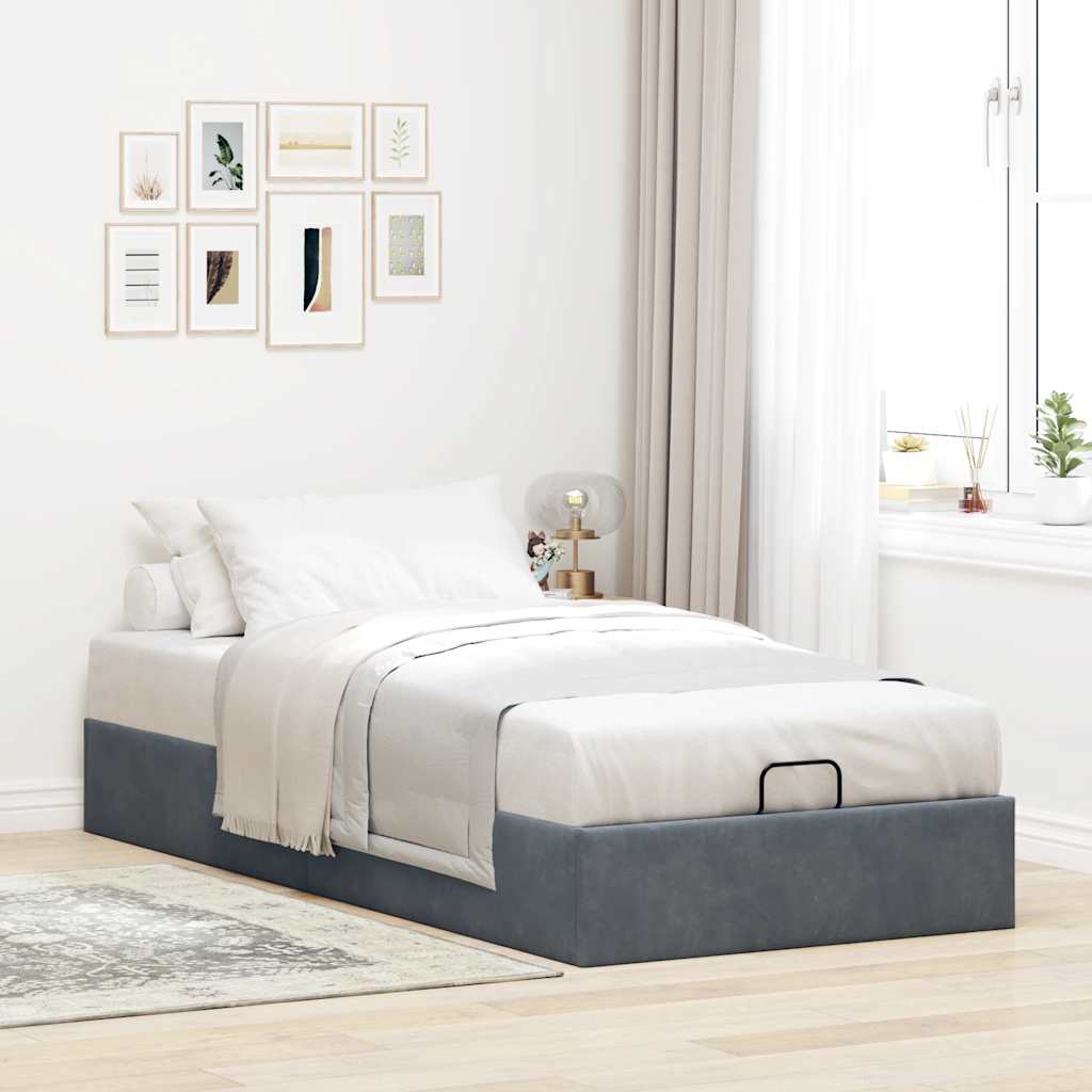vidaXL Lit ottoman sans matelas Gris foncé 90x190 cm Velours