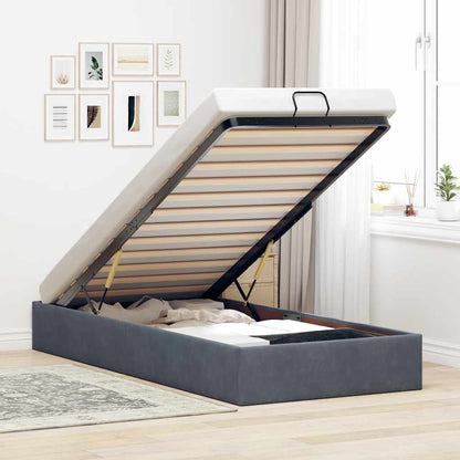 vidaXL Lit ottoman sans matelas Gris foncé 90x190 cm Velours