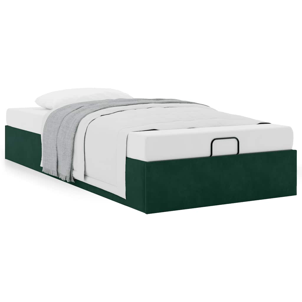 vidaXL Ottoman-Bett ohne Matratze Dunkelgrün 90x190 cm Samt