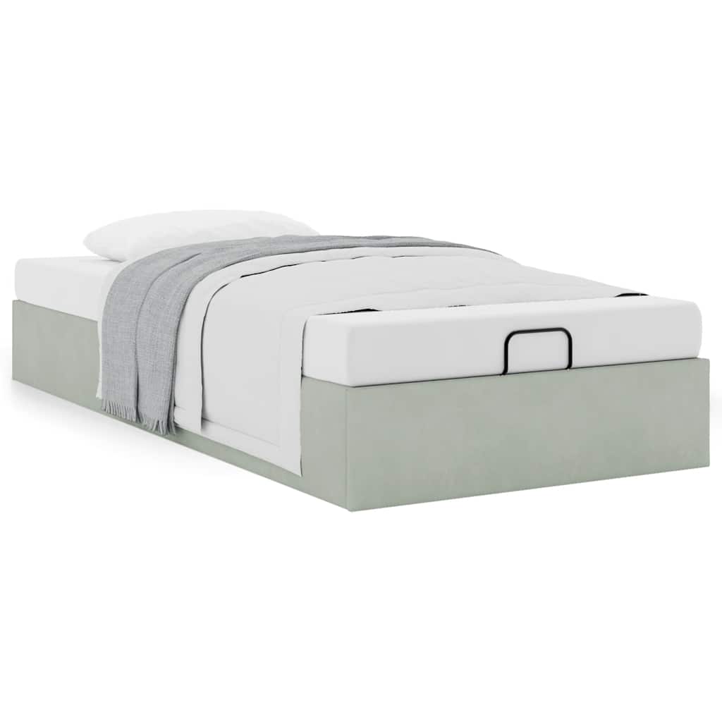 vidaXL Ottoman-Bett ohne Matratze Hellgrau 90x200 cm Samt