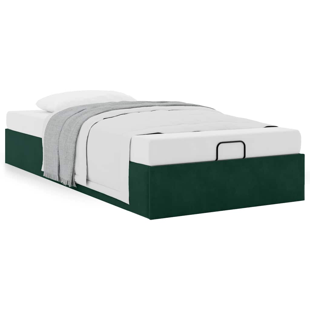 vidaXL Ottoman-Bett ohne Matratze Dunkelgrün 90x200 cm Samt