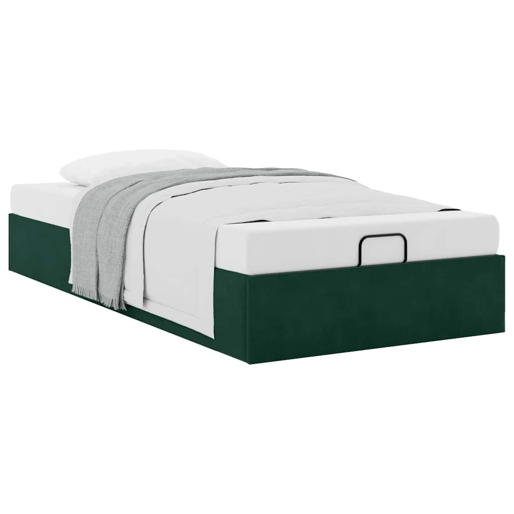 vidaXL Ottoman-Bett ohne Matratze Dunkelgrün 90x200 cm Samt