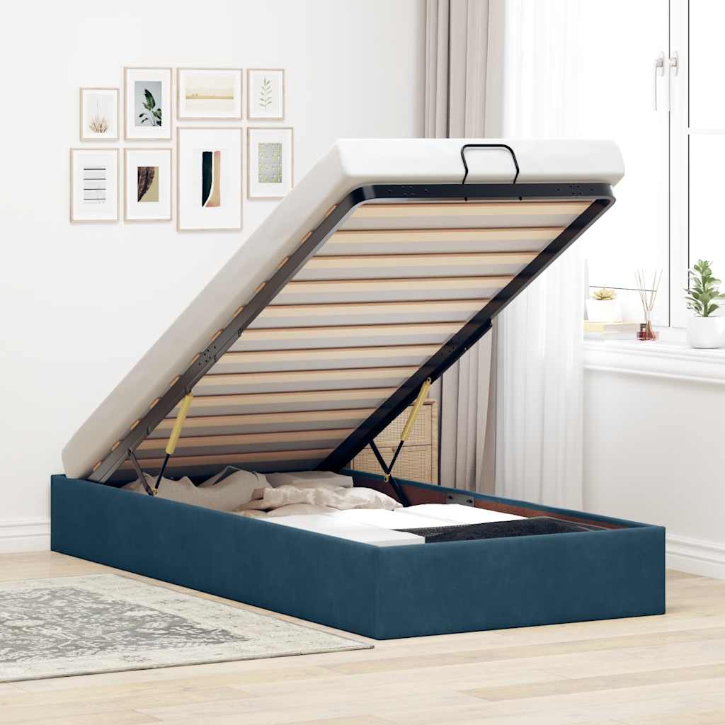 vidaXL Ottoman-Bett ohne Matratze Dunkelblau 90x200 cm Samt